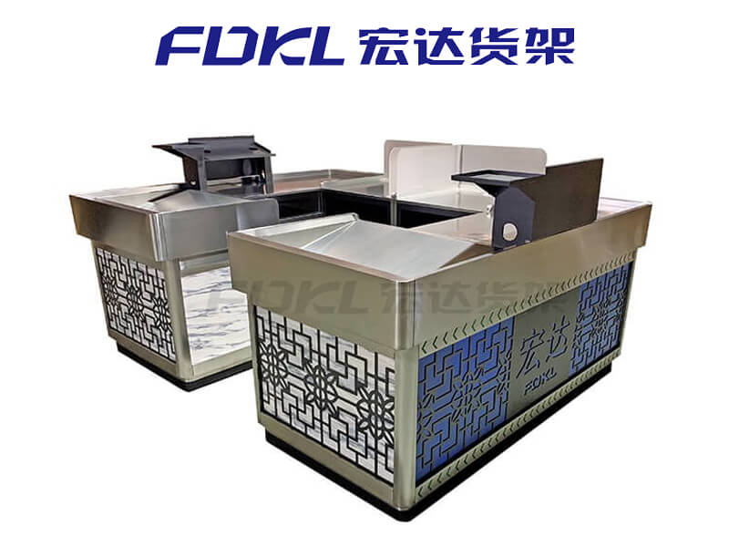 Gray Color Supermarket Checkout Counter